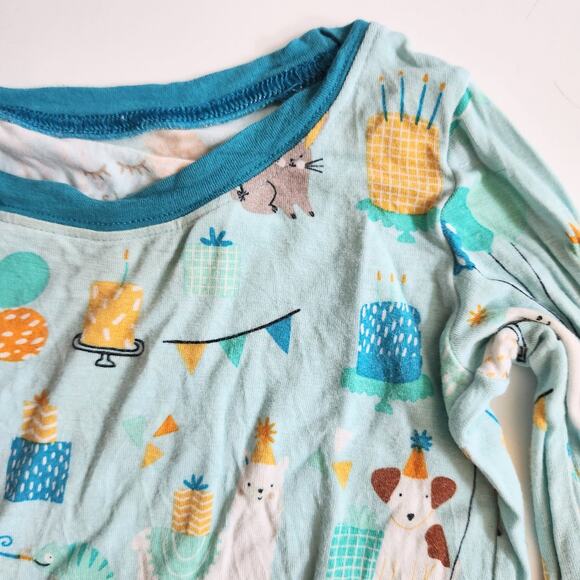 Little Sleepies Blue Party Animals Bamboo Viscose Pajama Set Size 18-24 months - Picture 4 of 6